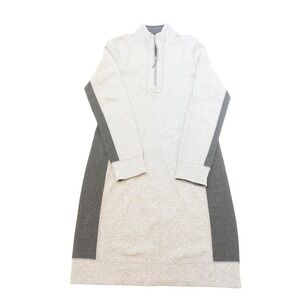 Tommy Bahama Women's M Grey Quarter‎ Zip Sweater Dress Tunic Long Sleeve Stretch